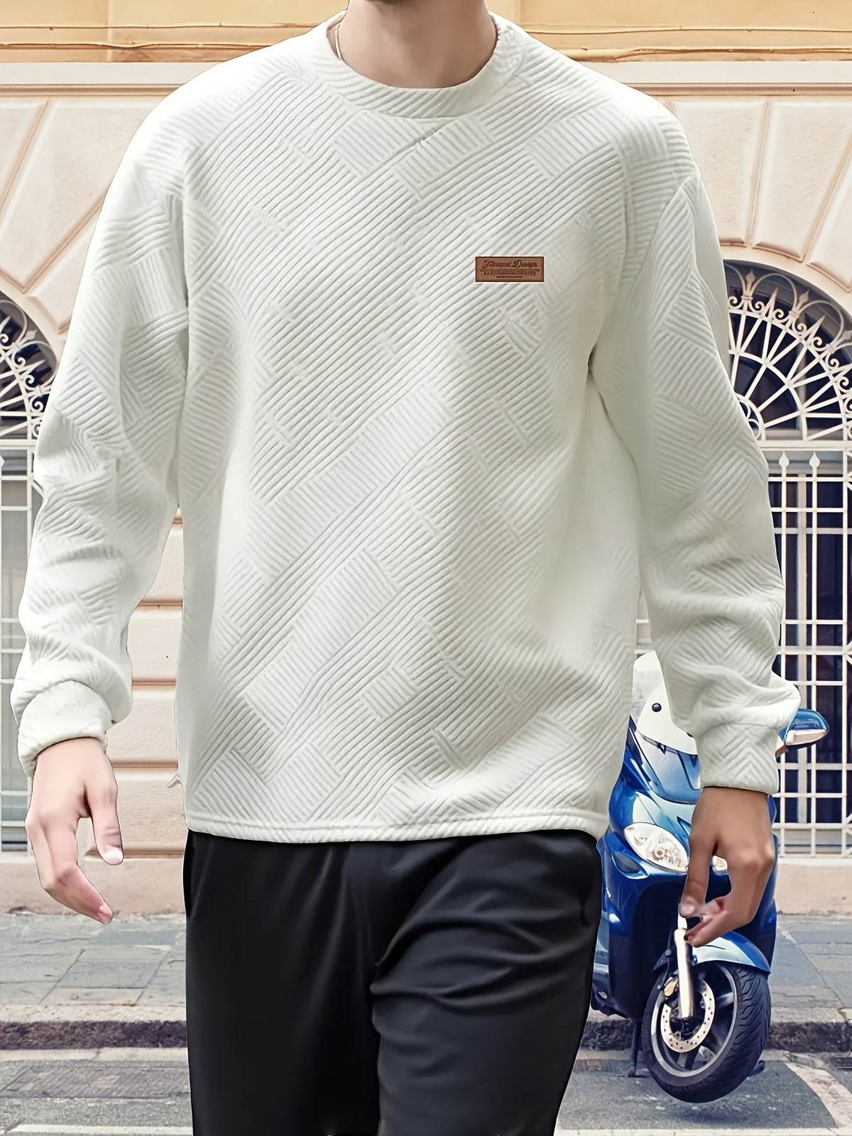 Sudadera Cuello Redondo Texturizada con Rib — Viaestilo