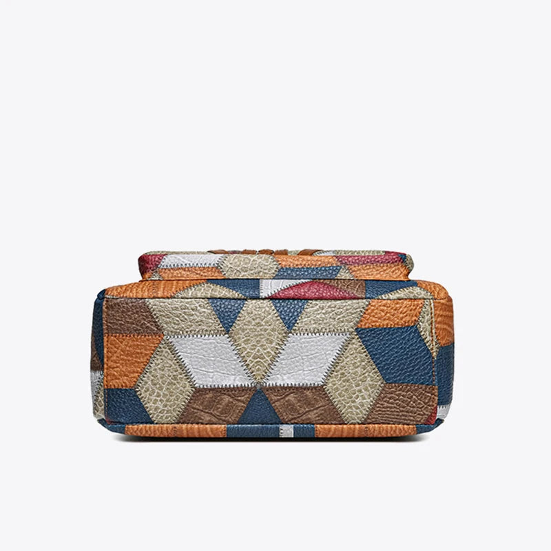 Bolsa Nella Patchwork Geométrica con Ecopiel — Viaestilo