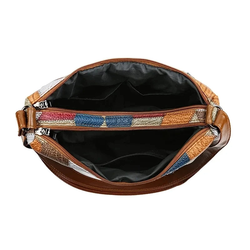Bolsa Nella Patchwork Geométrica con Ecopiel — Viaestilo