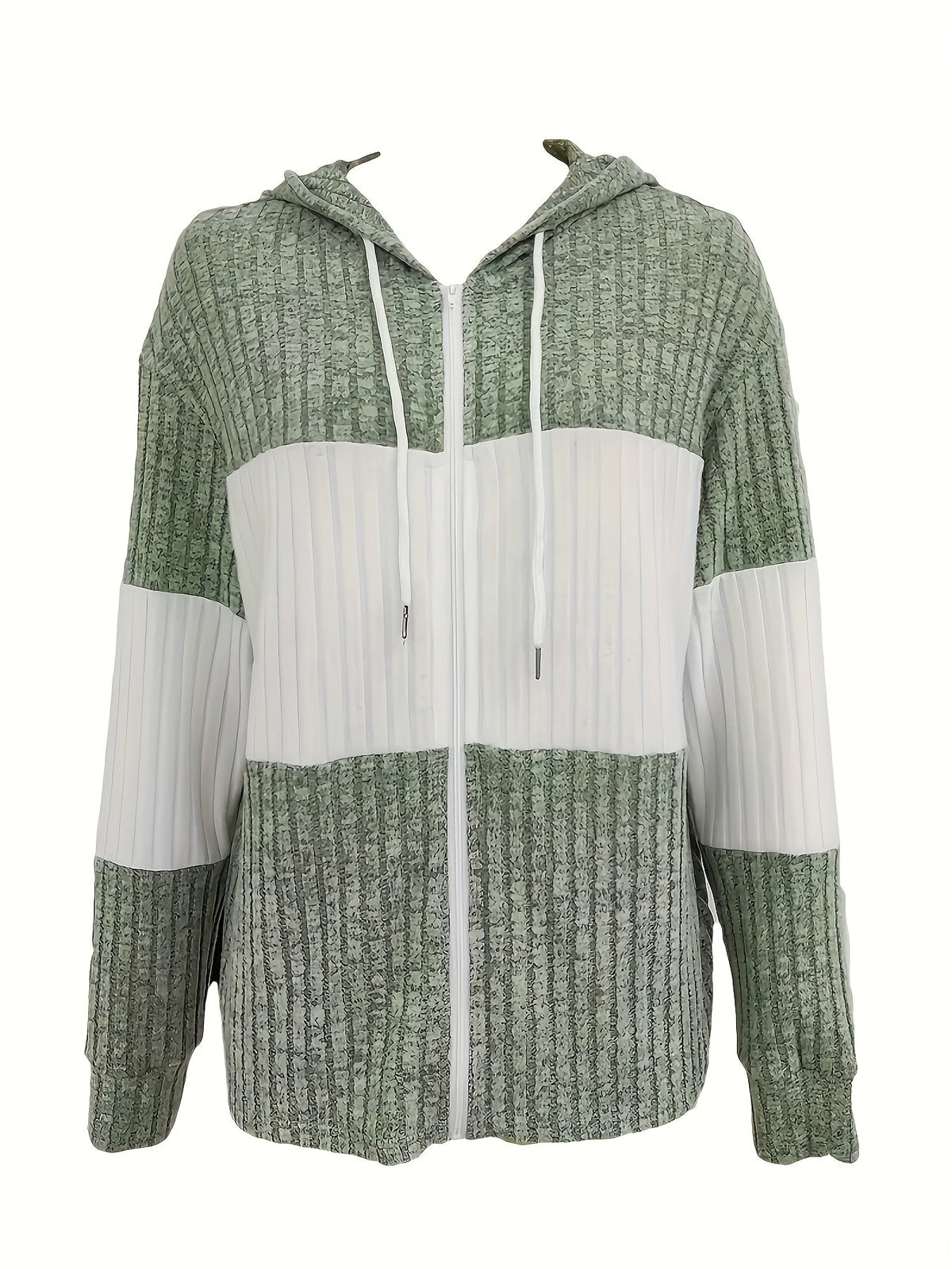 Sudadera con Cierre y Bloques de Color Texturizada — Viaestilo