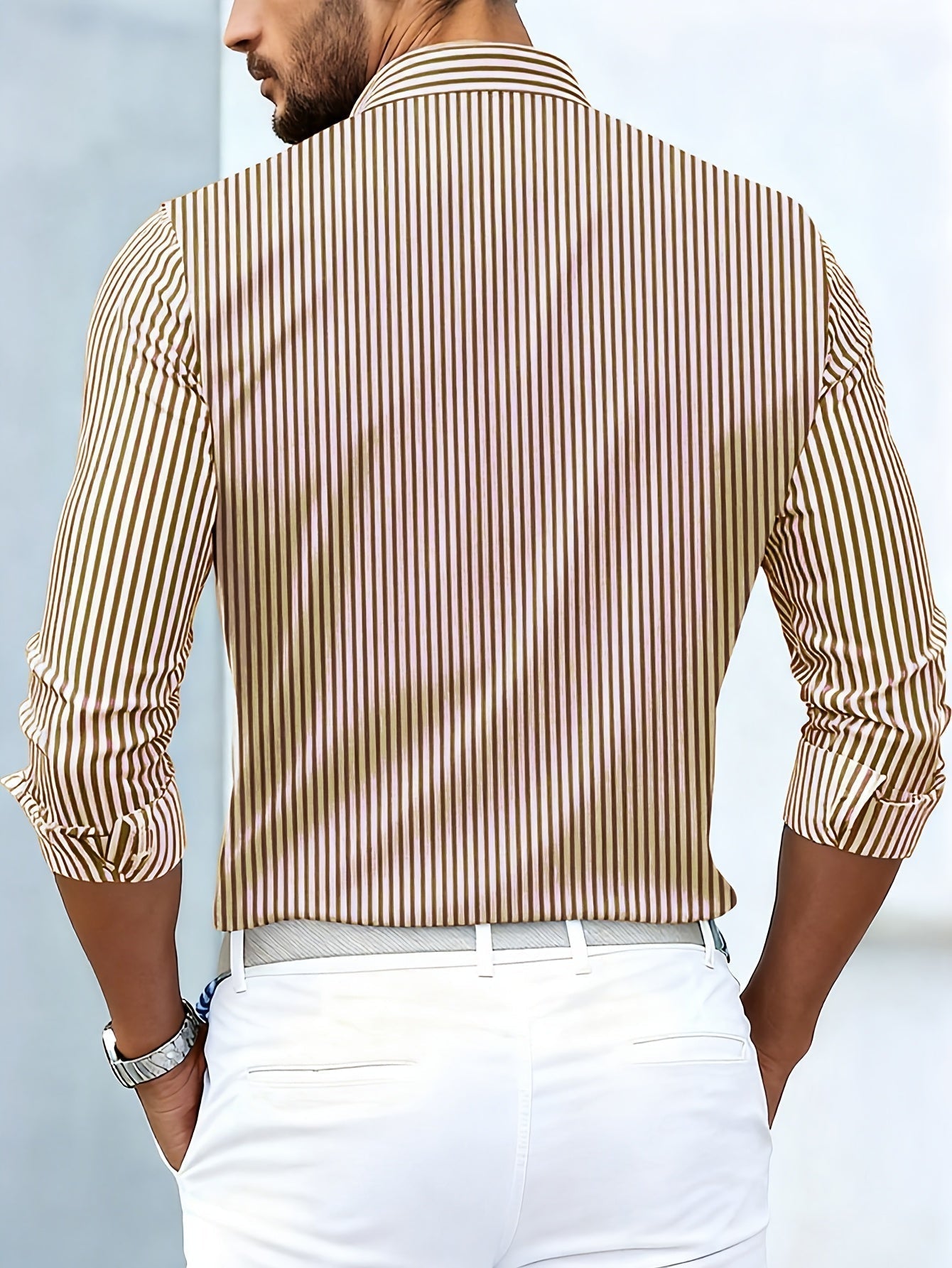 Camisa Emerson de Rayas Vintage Manga Larga — Viaestilo