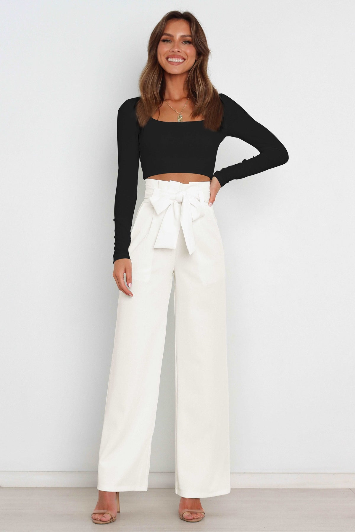 Pantalón Paperbag Cintura Alta con Moño — Viaestilo