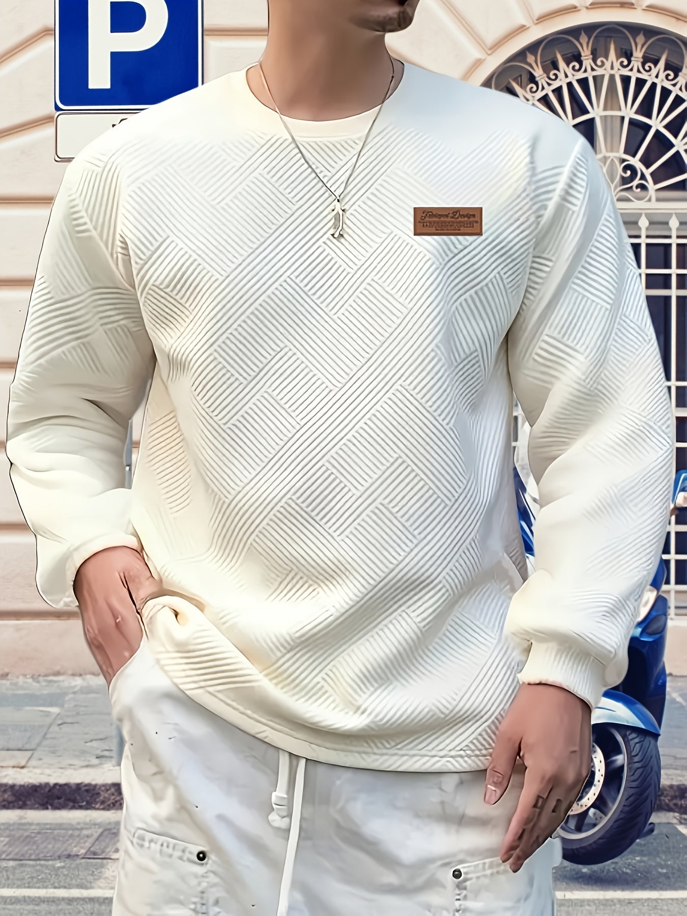 Sudadera Cuello Redondo Texturizada con Rib — Viaestilo