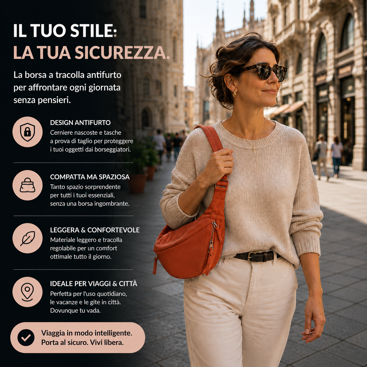 Bolsa Gioia de Hombro Naranja en Nylon — Viaestilo