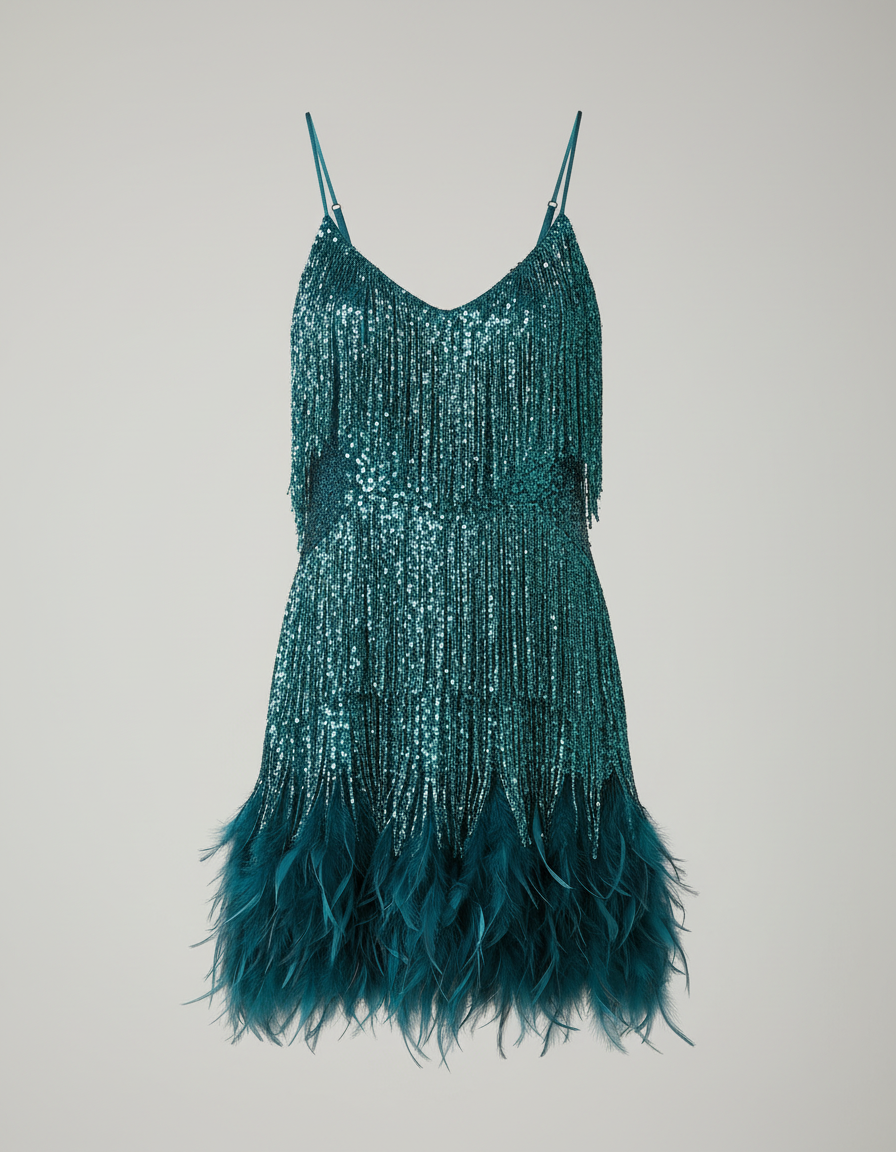 Vestido de Lentejuelas con Tirantes para Fiesta — Viaestilo