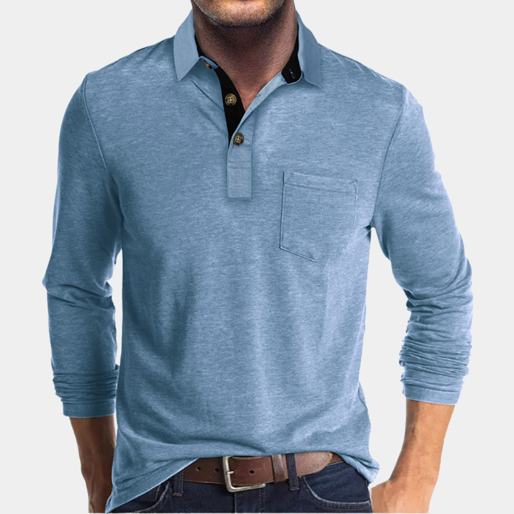 Playera Polo Manga Larga con Bolsa al Pecho — Viaestilo
