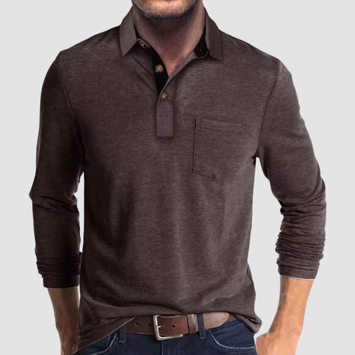 Playera Polo Manga Larga con Bolsa al Pecho — Viaestilo