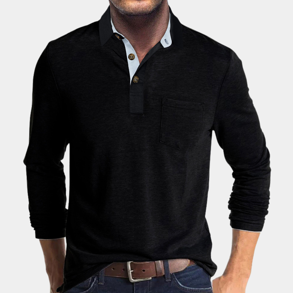 Playera Polo Manga Larga con Bolsa al Pecho — Viaestilo