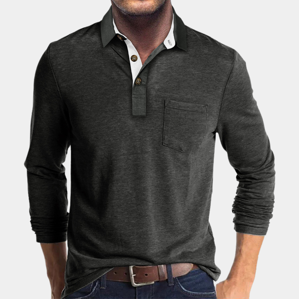 Playera Polo Manga Larga con Bolsa al Pecho — Viaestilo