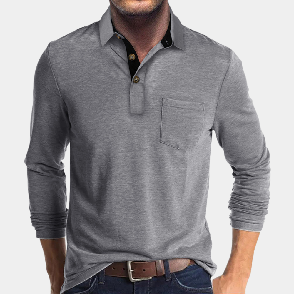 Playera Polo Manga Larga con Bolsa al Pecho — Viaestilo