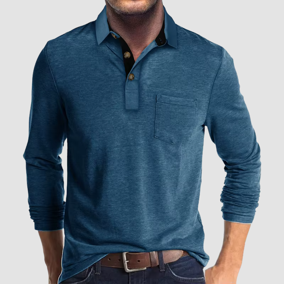 Playera Polo Manga Larga con Bolsa al Pecho — Viaestilo