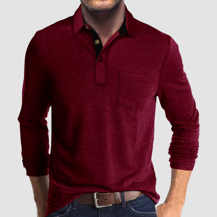 Playera Polo Manga Larga con Bolsa al Pecho — Viaestilo
