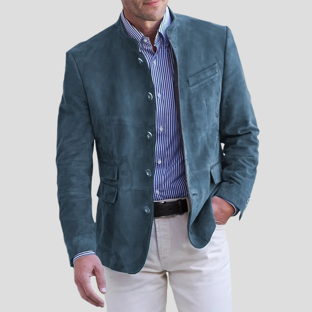 Saco Cuello Mao con Botonadura Frontal — Viaestilo
