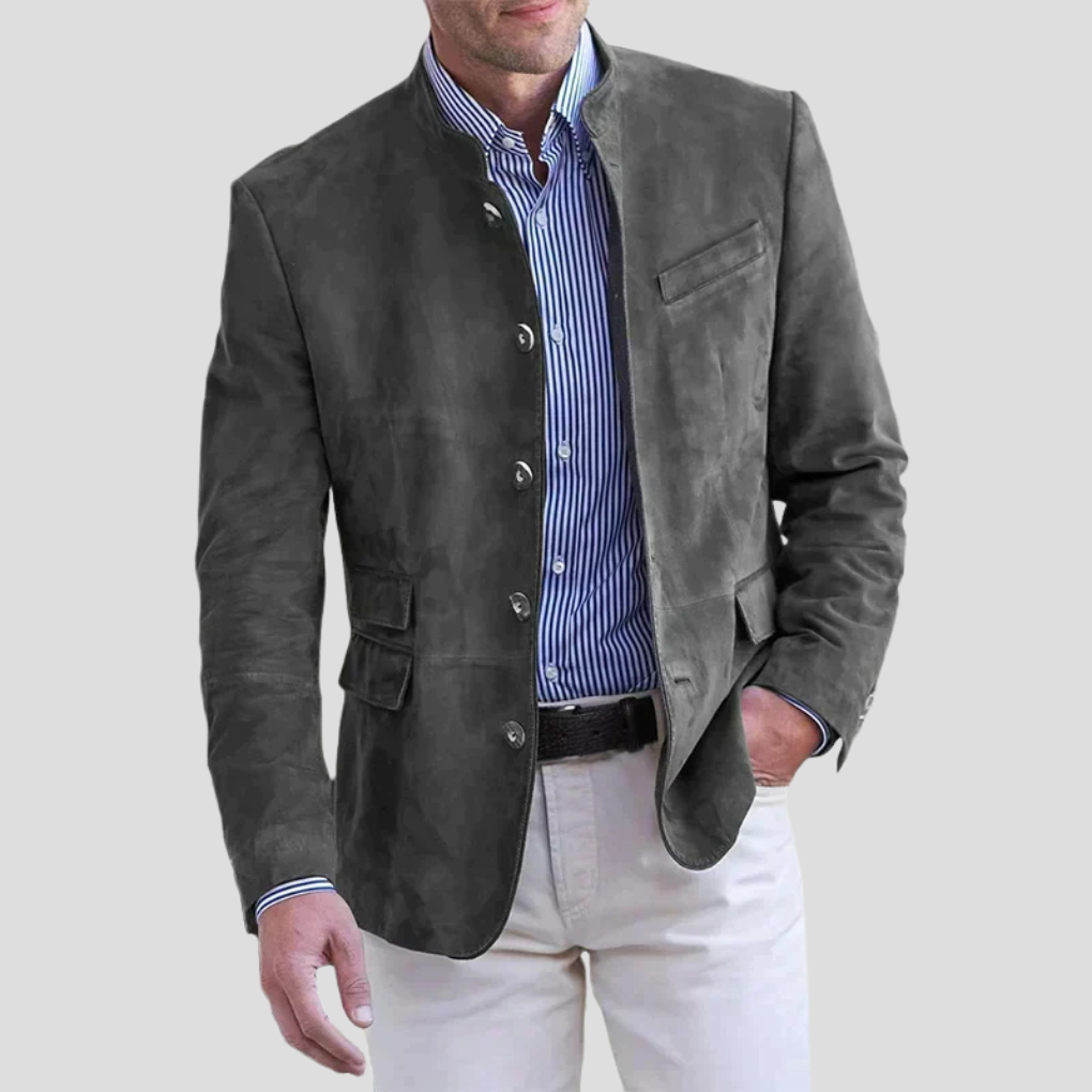 Saco Cuello Mao con Botonadura Frontal — Viaestilo