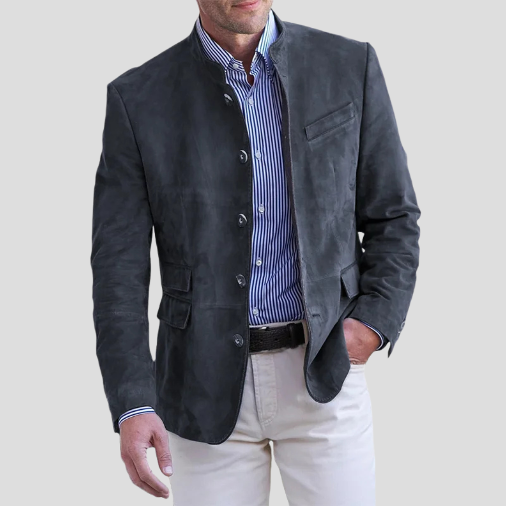 Saco Cuello Mao con Botonadura Frontal — Viaestilo