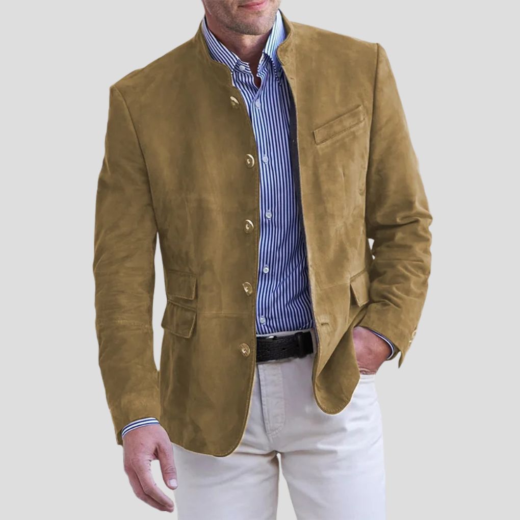 Saco Cuello Mao con Botonadura Frontal — Viaestilo