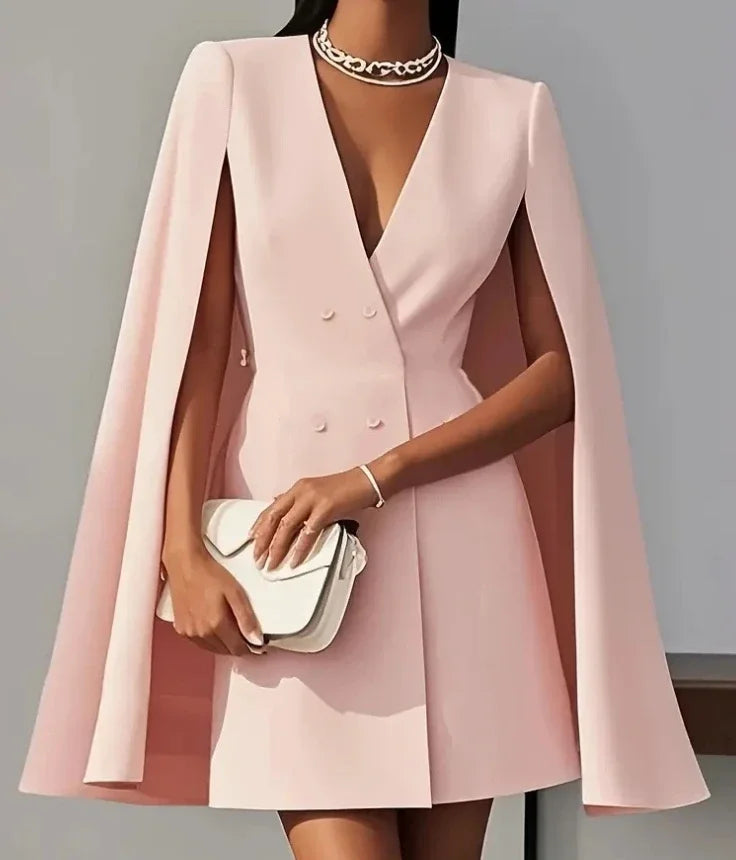 Vestido Blazer Mini Cruzado con Manga Capa — Viaestilo