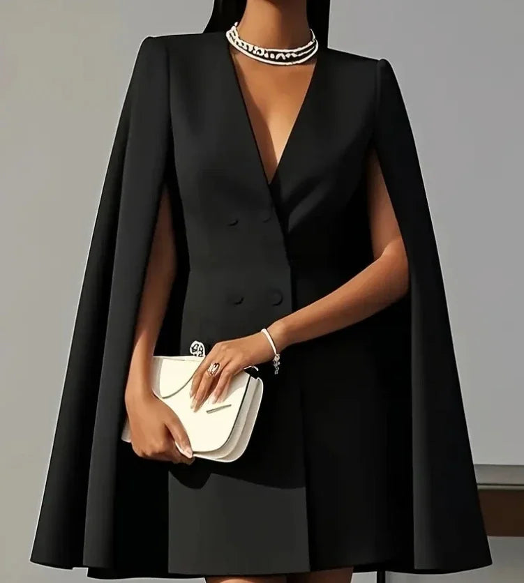Vestido Blazer Mini Cruzado con Manga Capa — Viaestilo