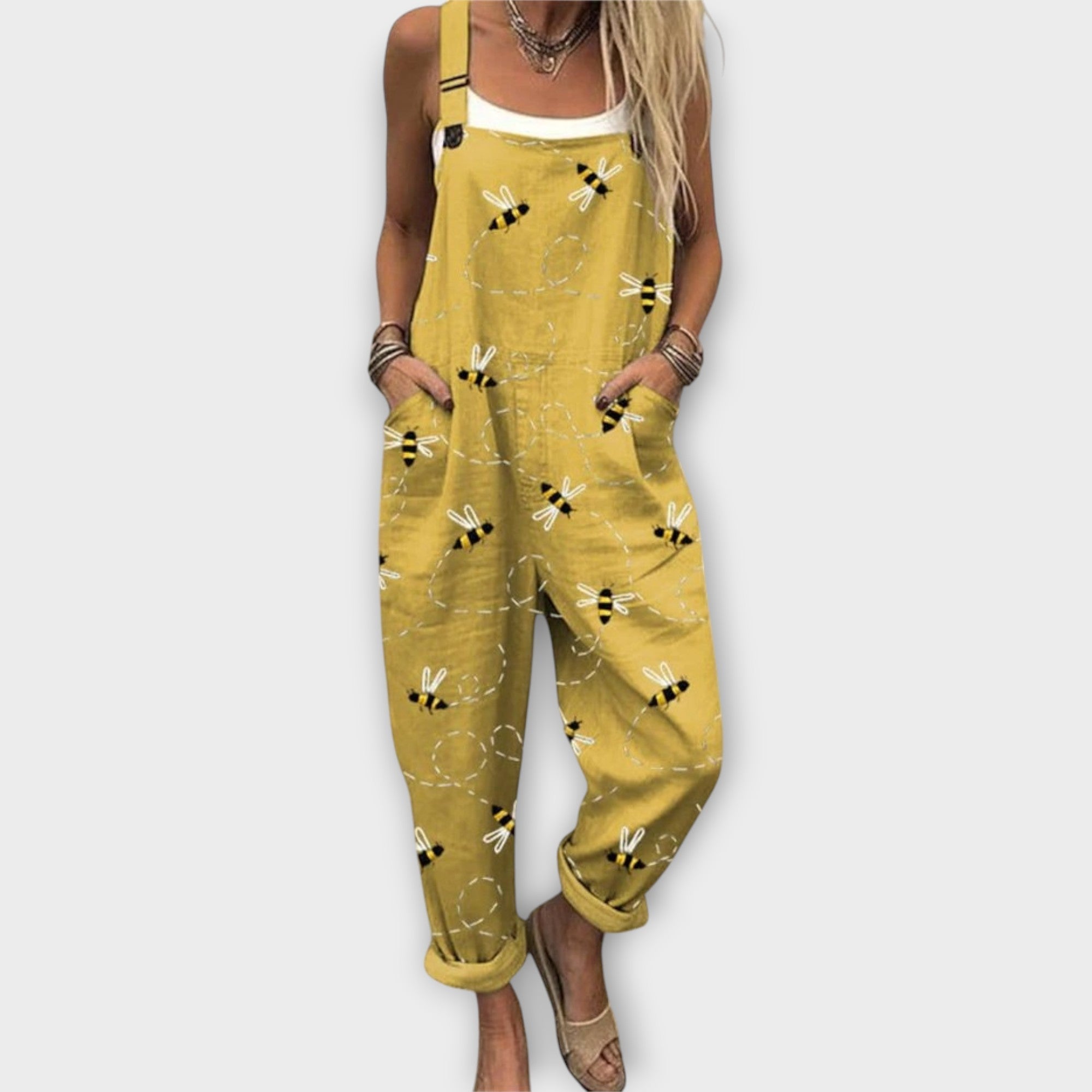 Jumpsuit Floral Retro de Corte Relajado — Viaestilo