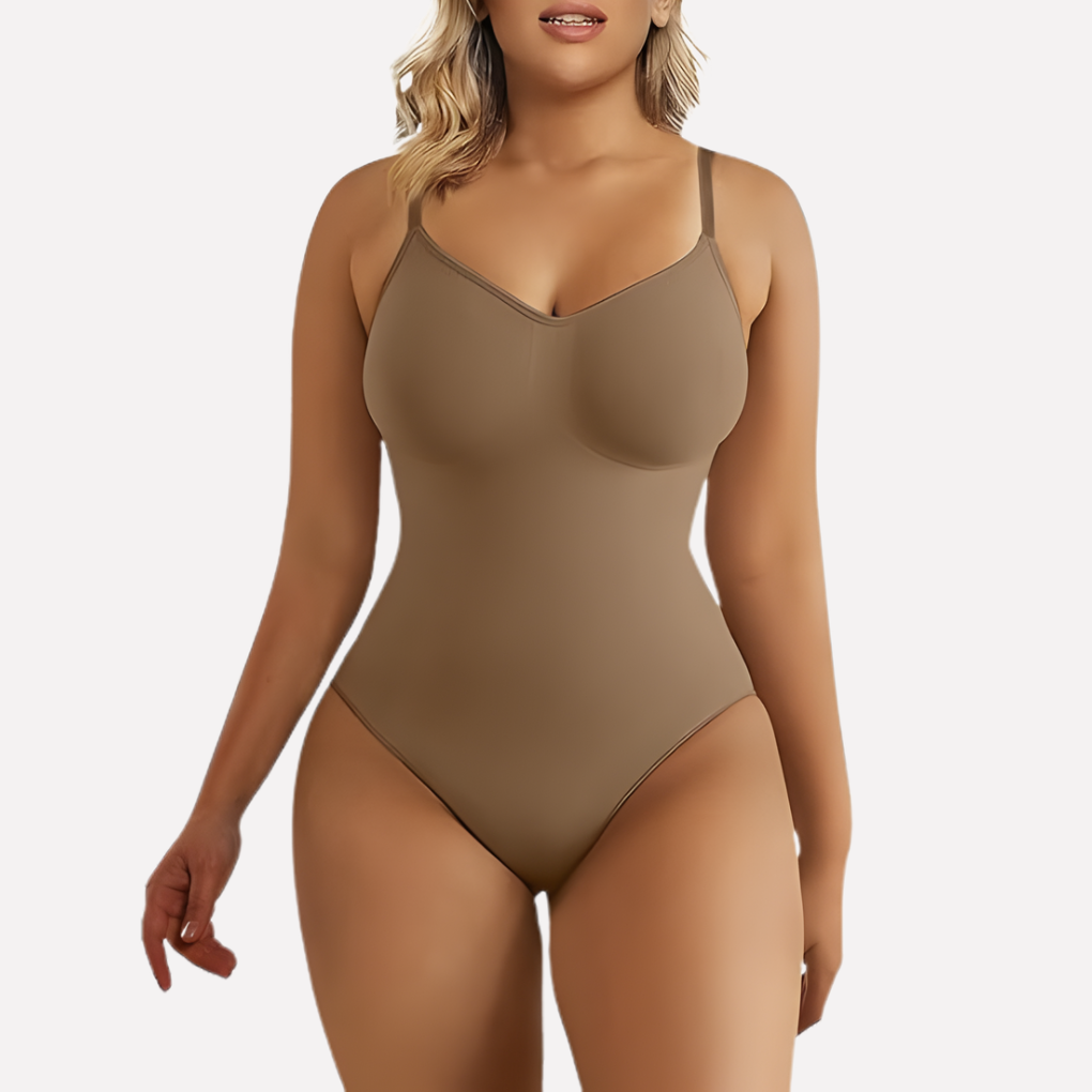 Bodysuit Escote en V con Tirantes Delgados — Viaestilo