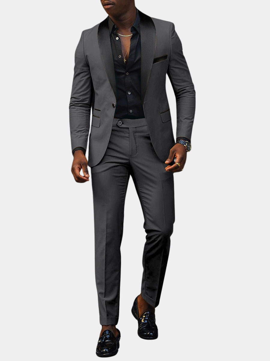 Traje Dos Piezas con Solapa Chal Corte Slim — Viaestilo