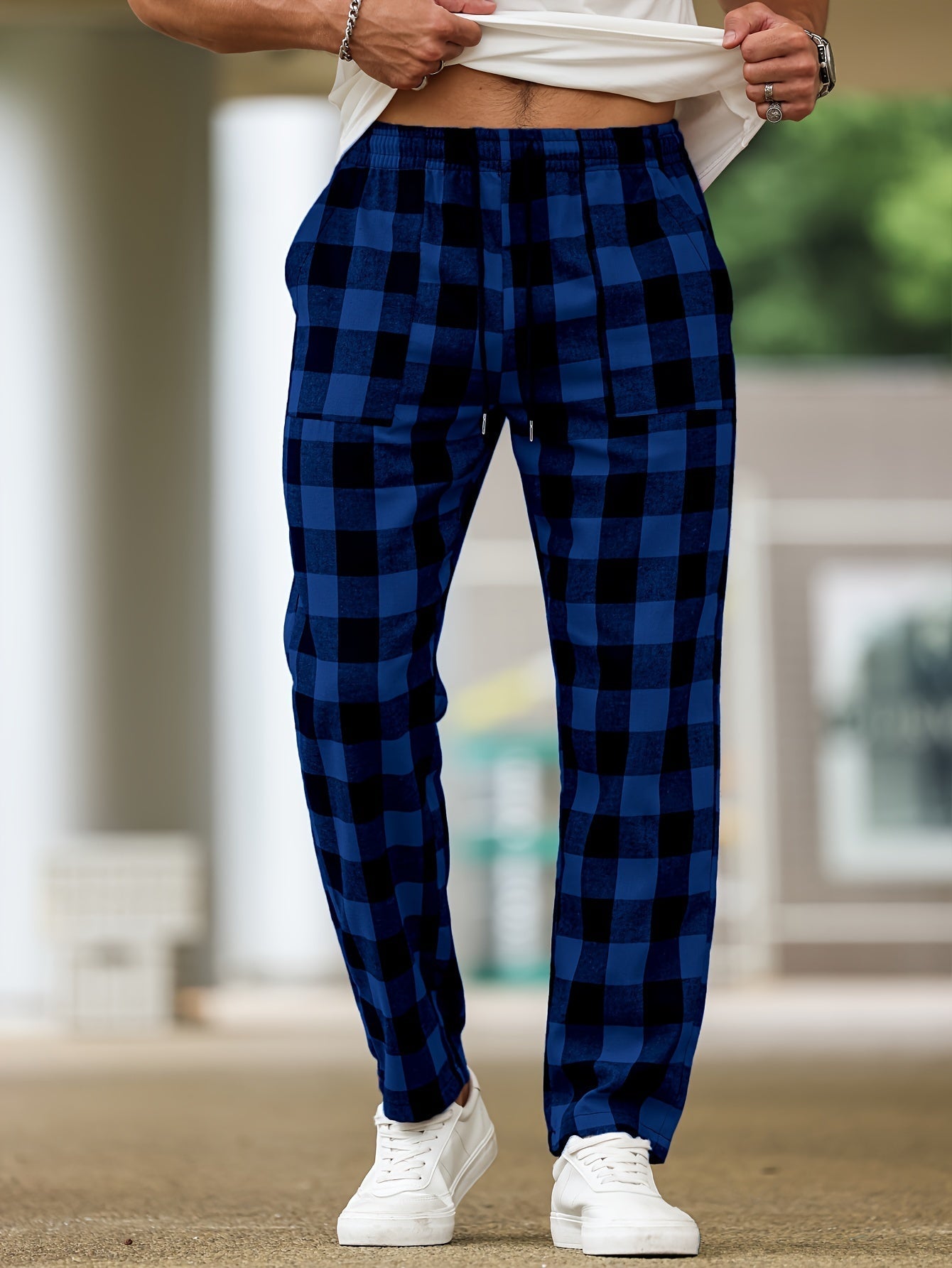 Pantalón de Descanso a Cuadros con Resorte — Viaestilo