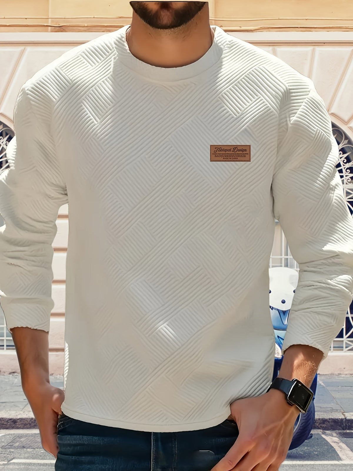 Sudadera Cuello Redondo Texturizada con Rib — Viaestilo