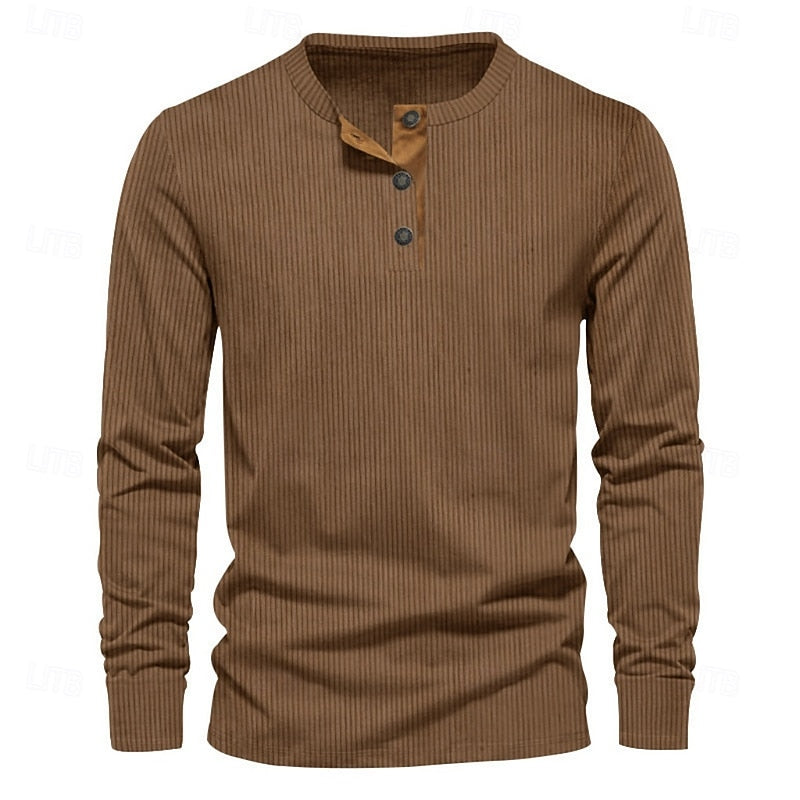 Playera Henley de Punto Rib Corte Entallado — Viaestilo