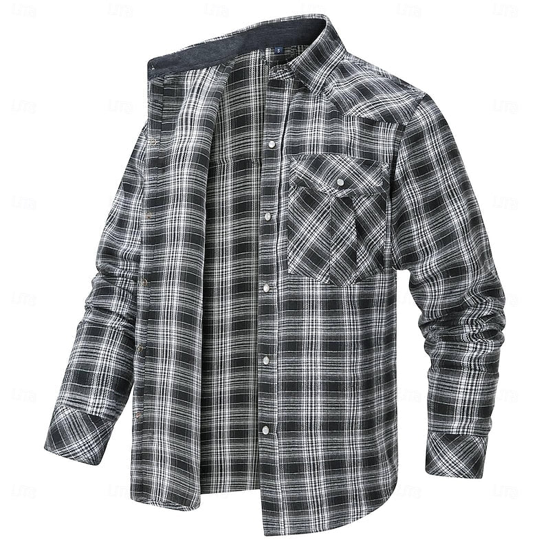 Camisa Chamarra de Franela a Cuadros Cepillada — Viaestilo