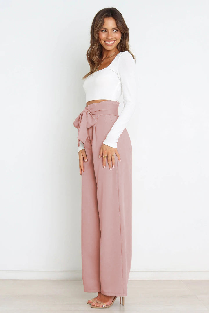 Pantalón Paperbag Cintura Alta con Moño — Viaestilo