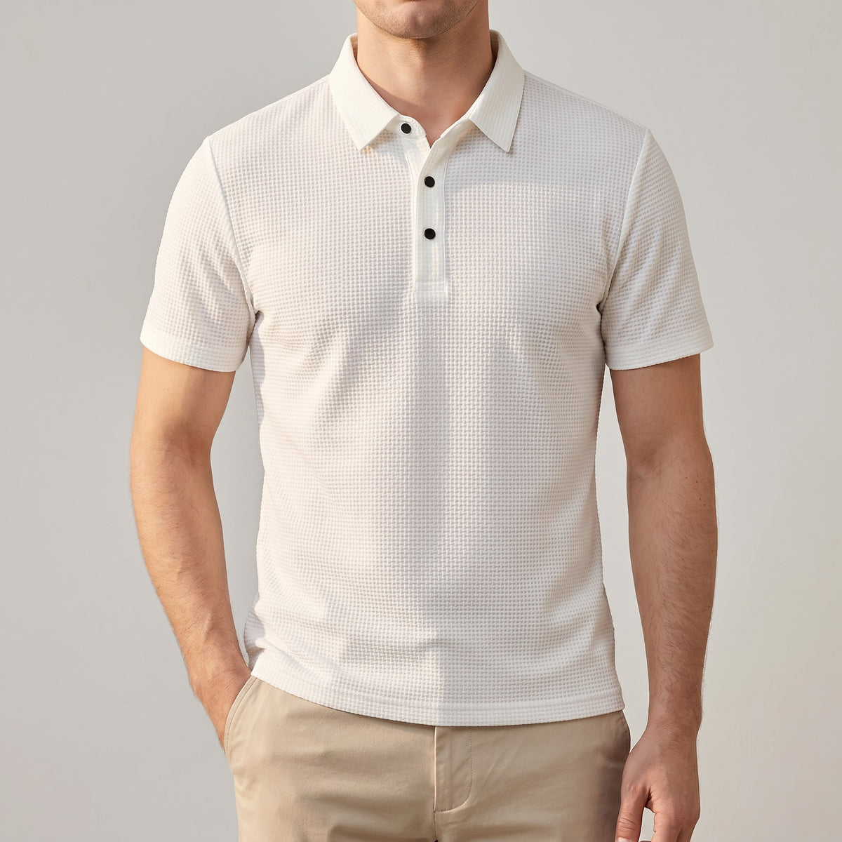 Playera Polo de Punto Waffle Ultraligera — Viaestilo