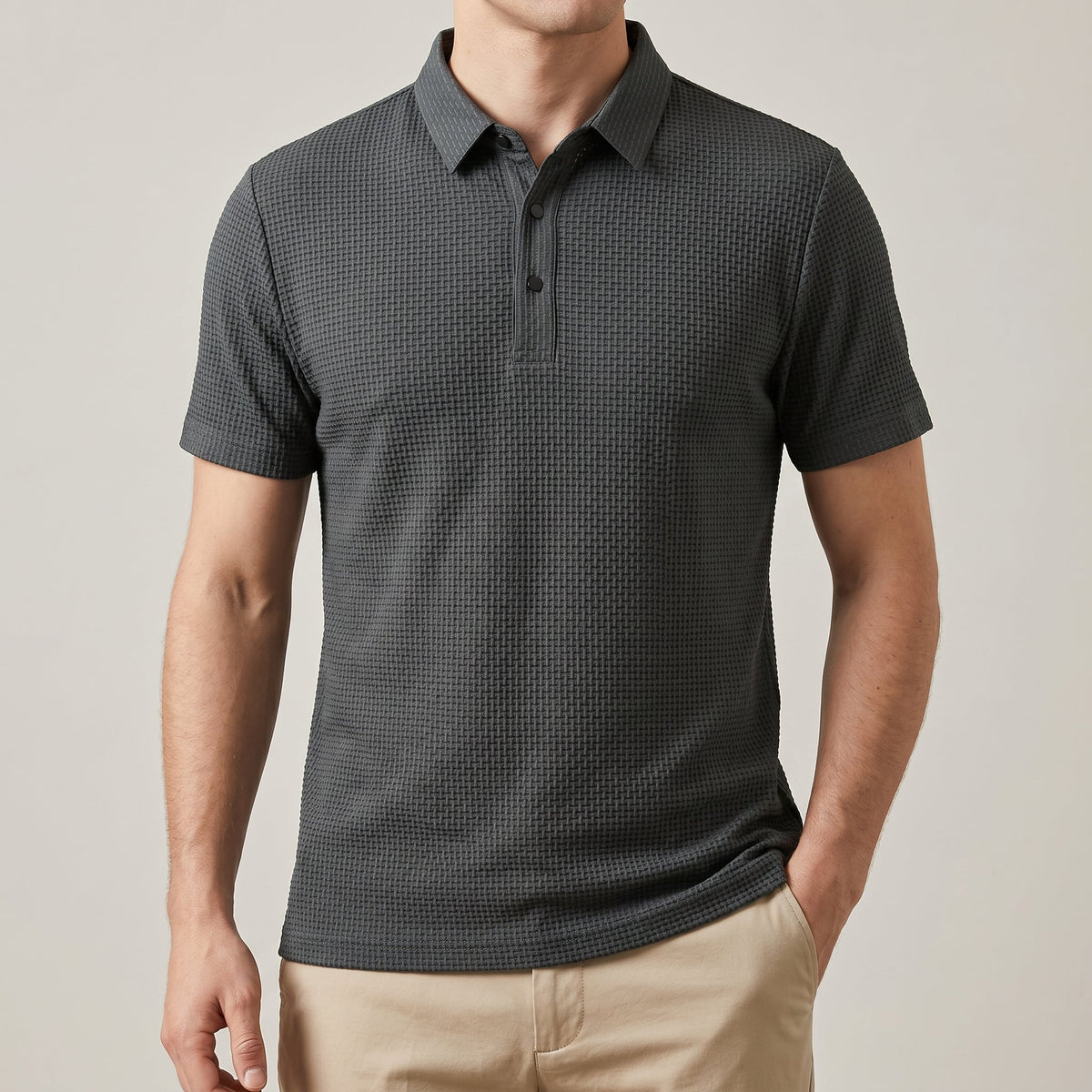 Playera Polo de Punto Waffle Ultraligera — Viaestilo