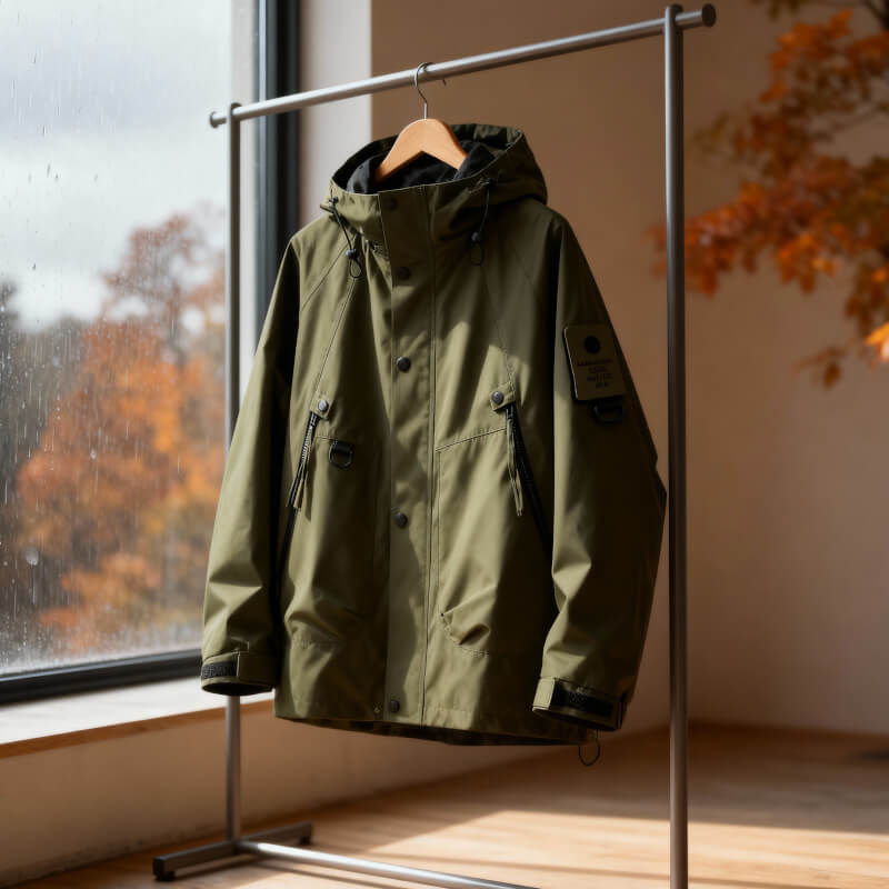 Chamarra Impermeable con Capucha y Bolsa al Pecho — Viaestilo