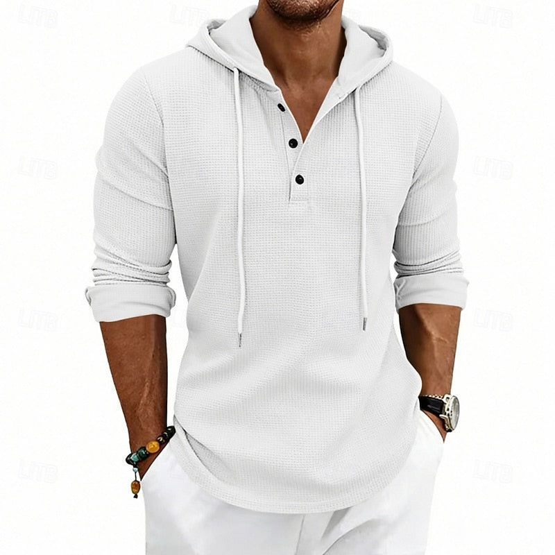 Playera Henley con Capucha Manga Larga — Viaestilo