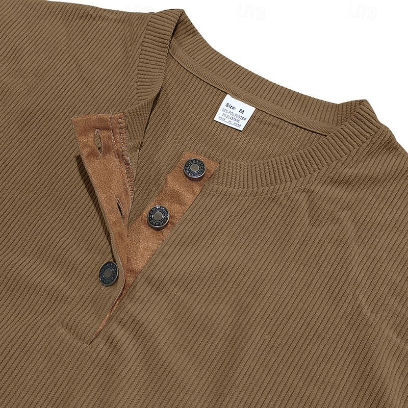 Playera Henley de Punto Rib Corte Entallado — Viaestilo