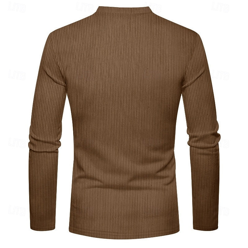 Playera Henley de Punto Rib Corte Entallado — Viaestilo