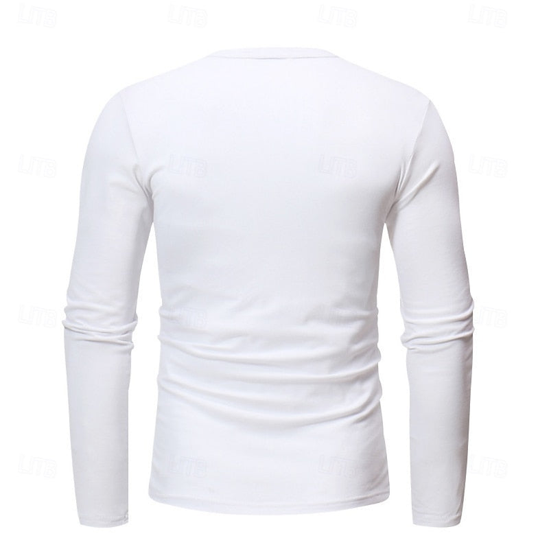 Playera Henley Manga Larga de Punto Liso — Viaestilo