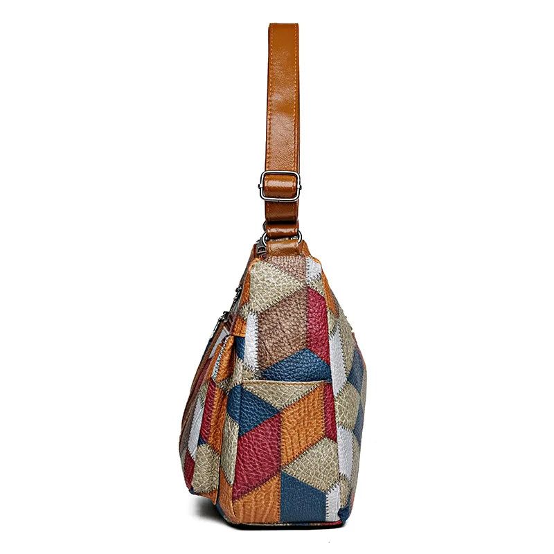Bolsa Nella Patchwork Geométrica con Ecopiel — Viaestilo