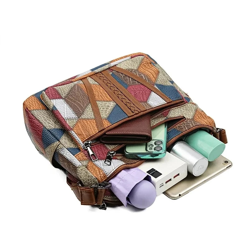 Bolsa Nella Patchwork Geométrica con Ecopiel — Viaestilo