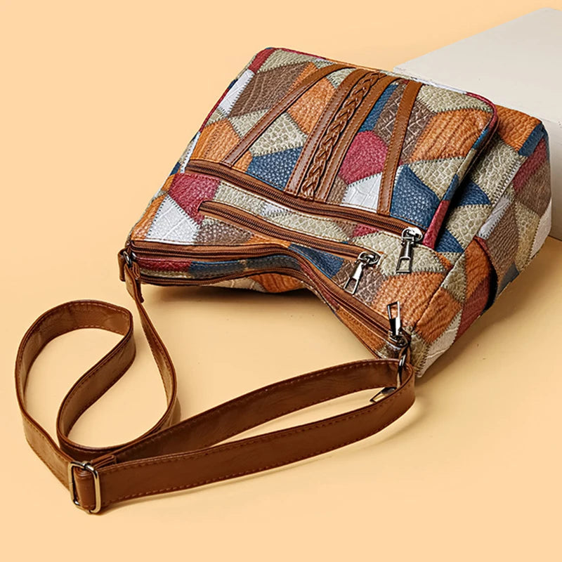 Bolsa Nella Patchwork Geométrica con Ecopiel — Viaestilo
