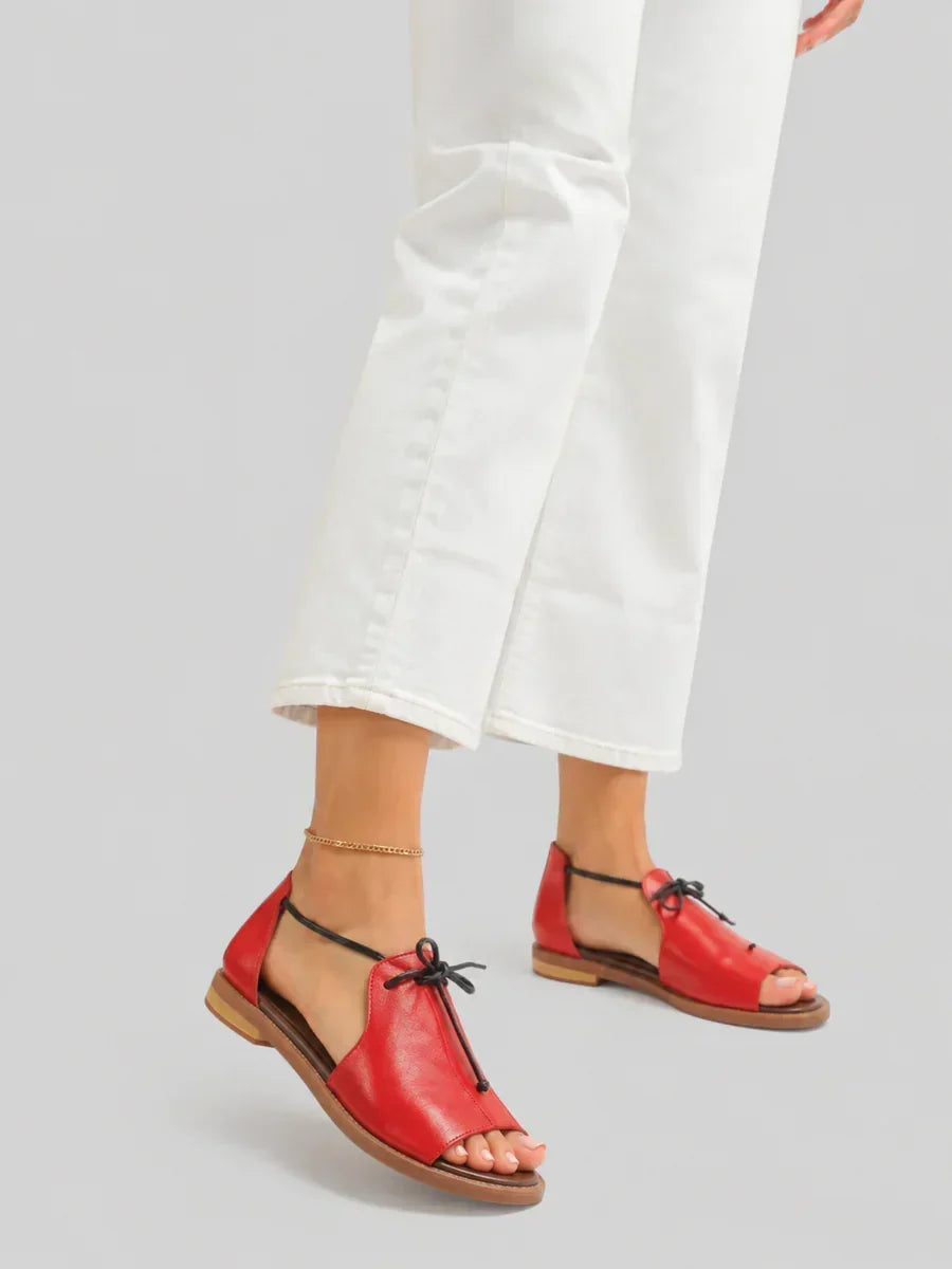 Sandalias Lilliana de Piel con Moño Ajustable — Viaestilo