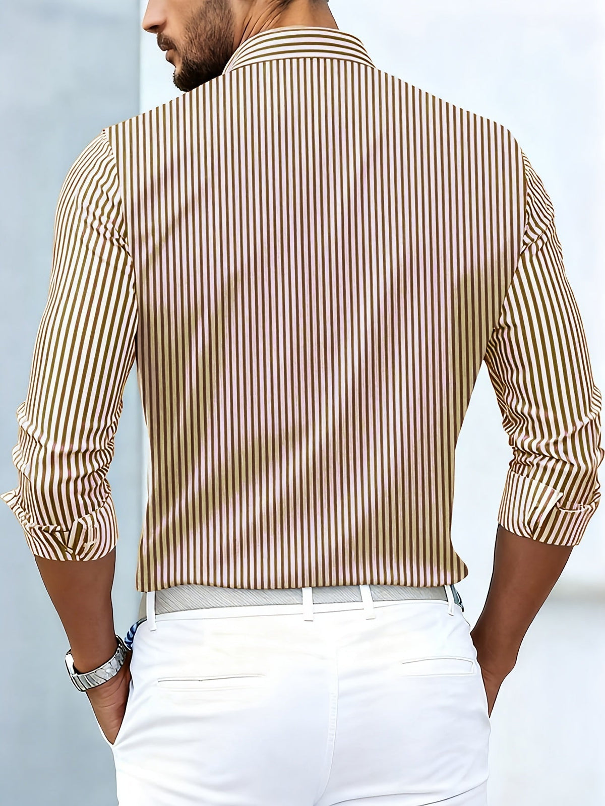 Camisa Emerson de Rayas Vintage Manga Larga — Viaestilo