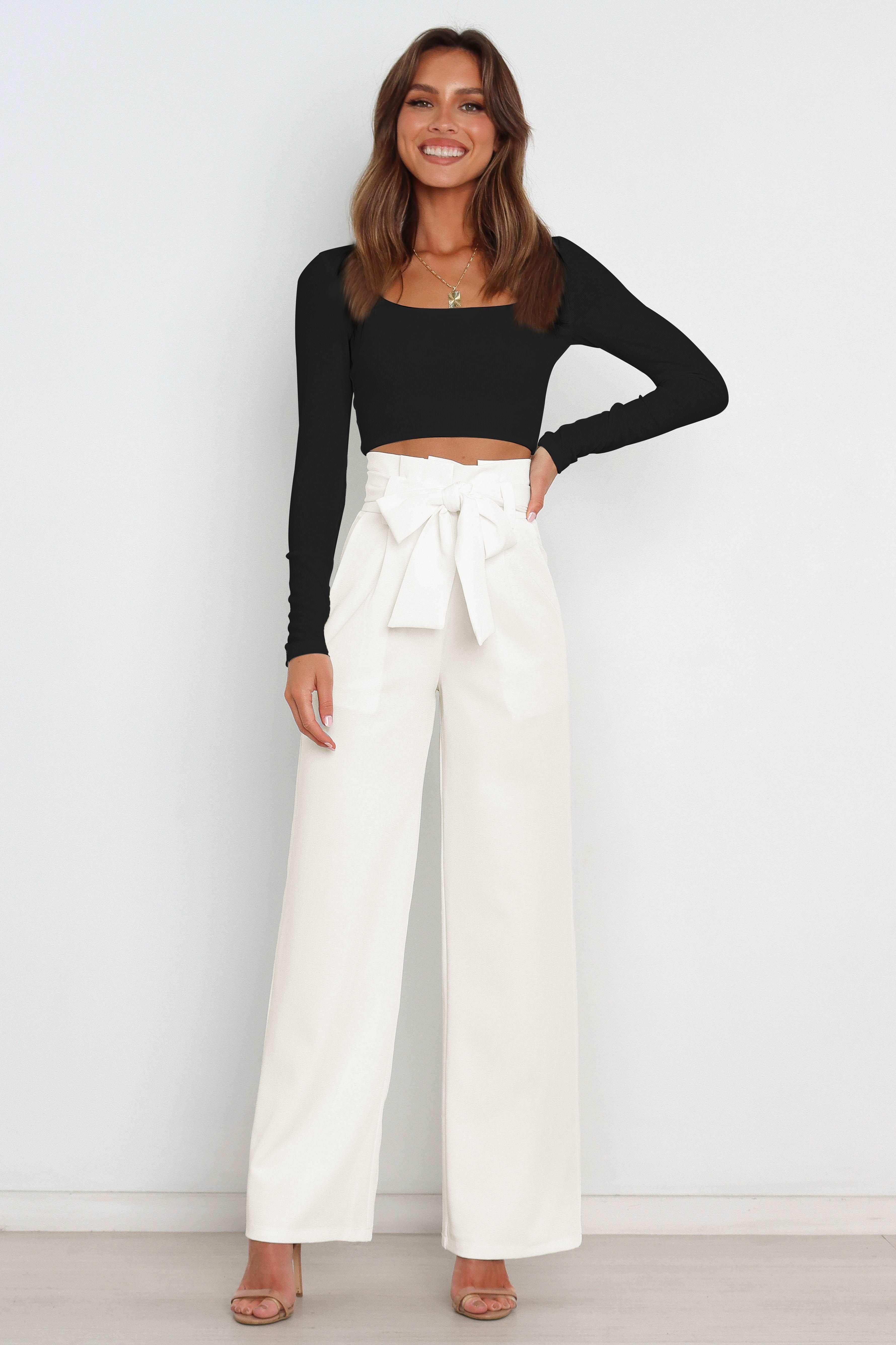 Pantalón Paperbag Cintura Alta con Moño — Viaestilo