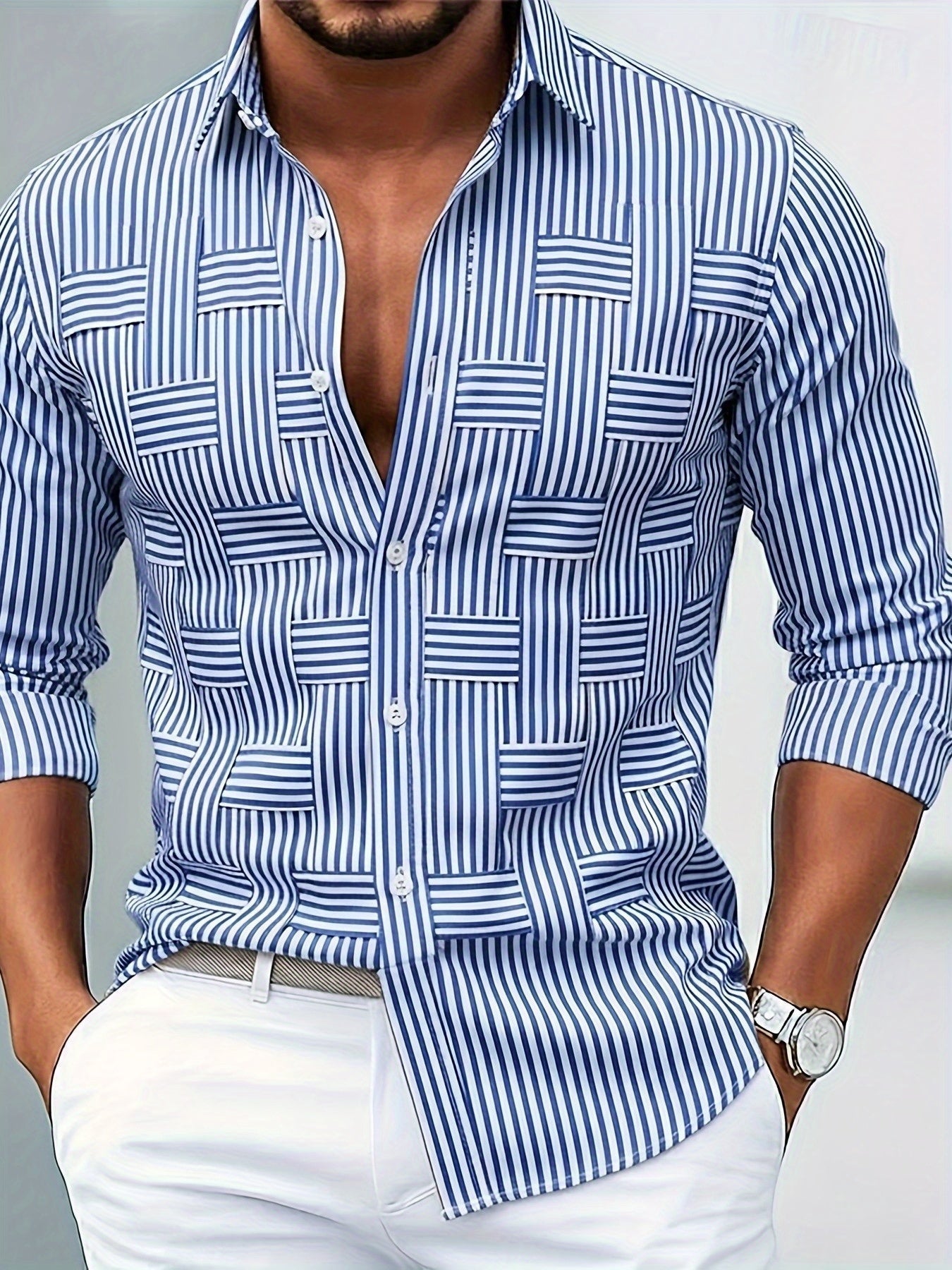 Camisa Emerson de Rayas Vintage Manga Larga — Viaestilo