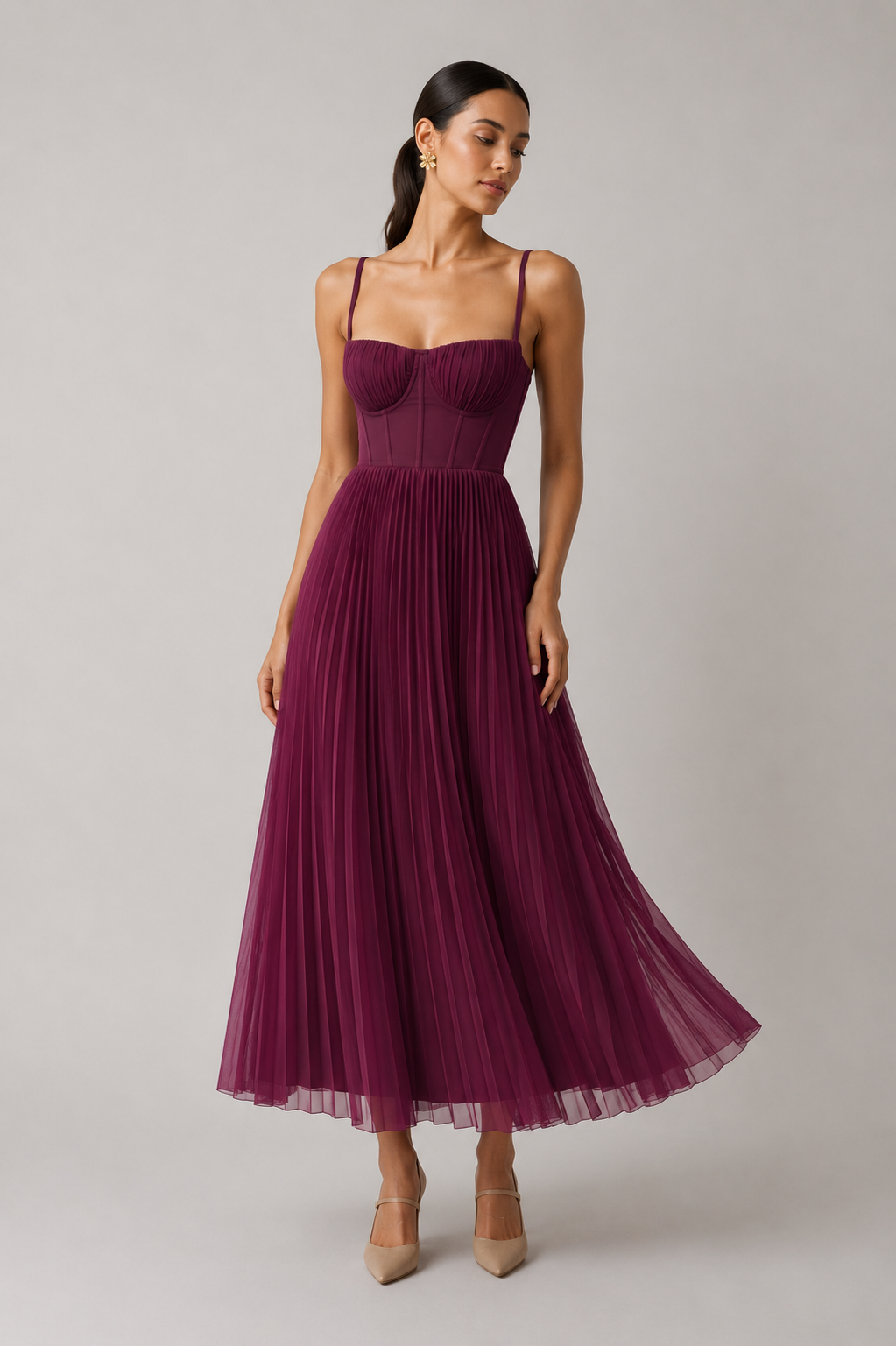 Vestido Midi Tamara con Corsé Estructurado — Viaestilo