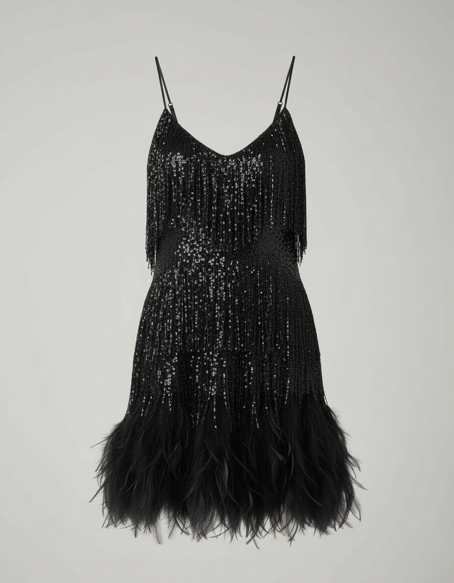 Vestido de Lentejuelas con Tirantes para Fiesta — Viaestilo