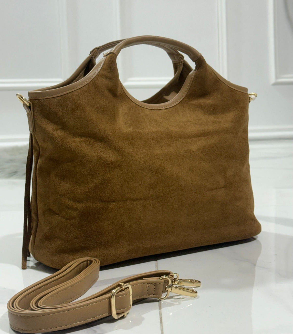 Bolsa Melodia Caqui con Flecos Largos — Viaestilo