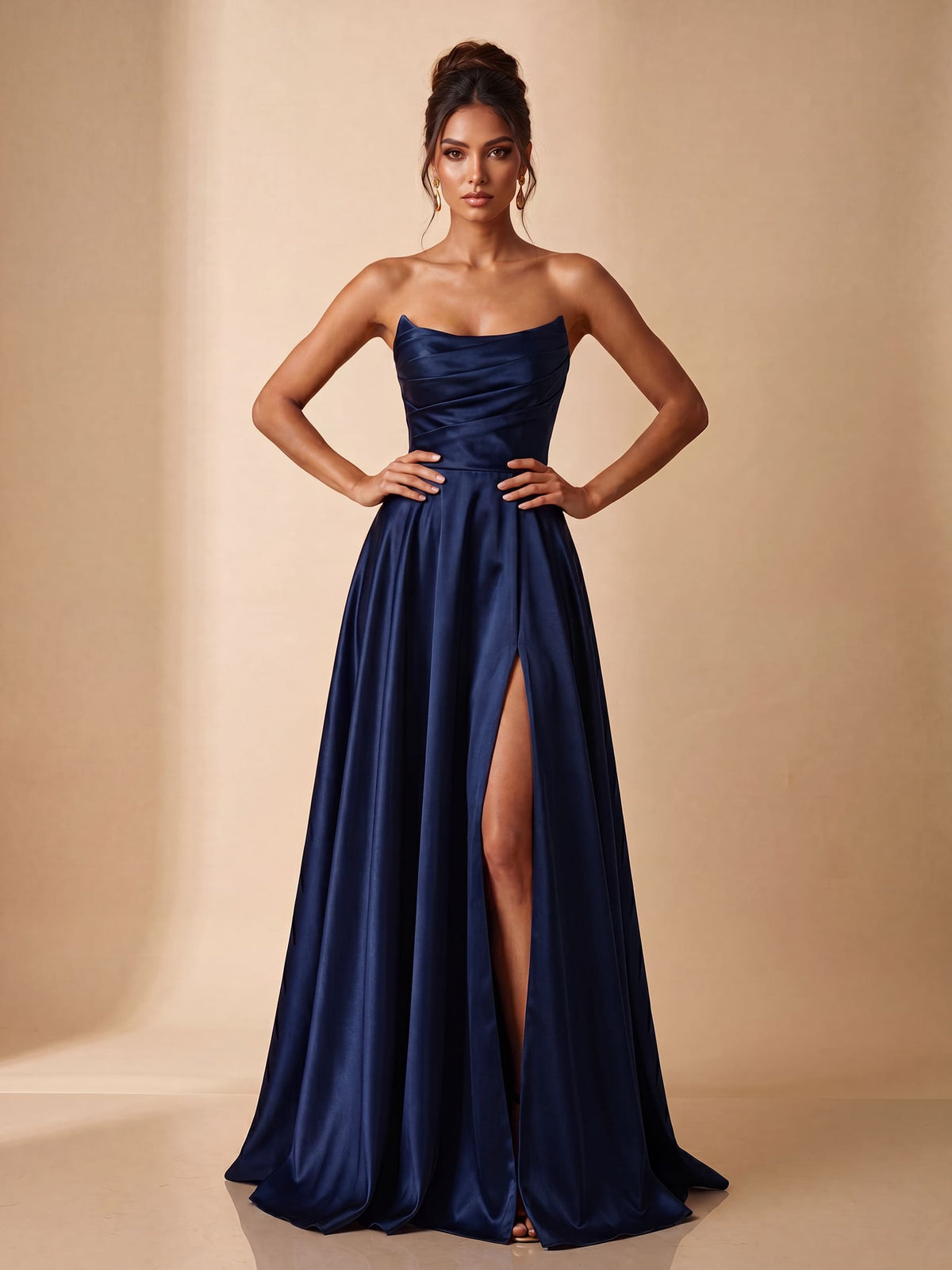 Vestido Largo Mezzaluna de Gala con Corsé Drapeado — Viaestilo