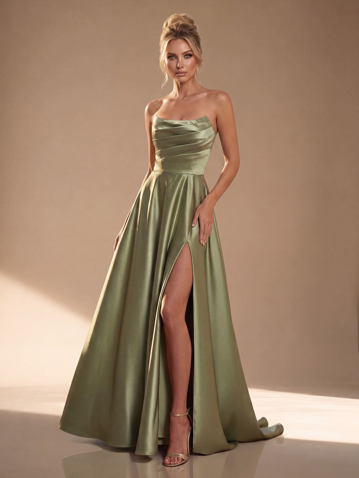 Vestido Largo Mezzaluna de Gala con Corsé Drapeado — Viaestilo