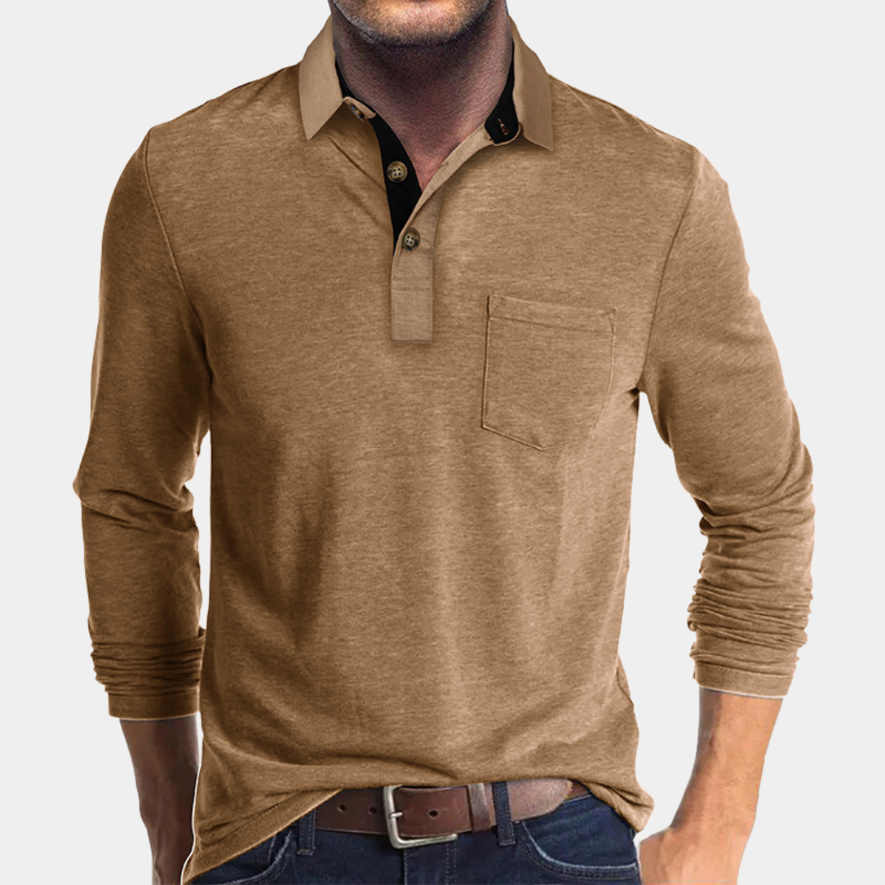Playera Polo Manga Larga con Bolsa al Pecho — Viaestilo